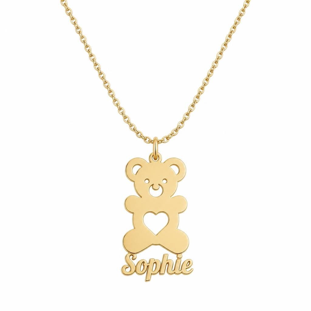 CUTE BEAR NECKLACE GOLD - ROSOKI