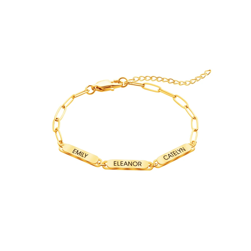 Gold paper clip name bracelet - Rosoki