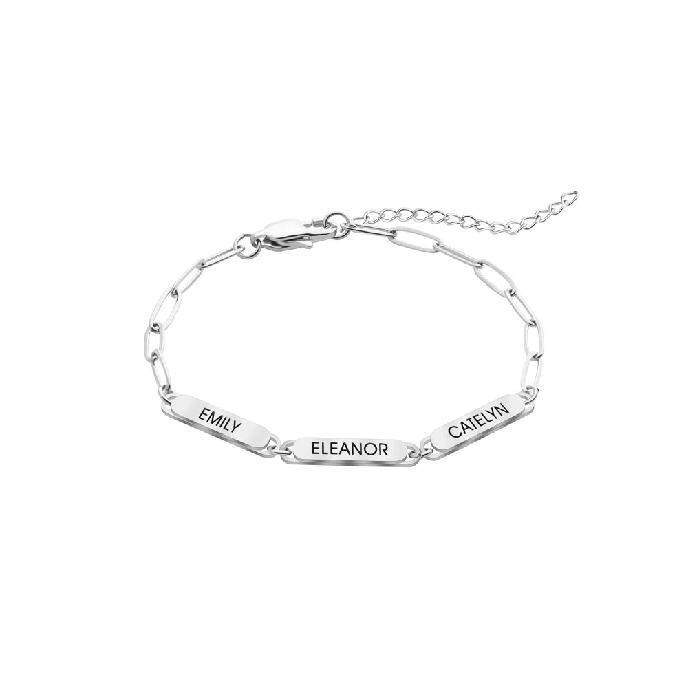 Silver paper clip name bracelet - Rosoki