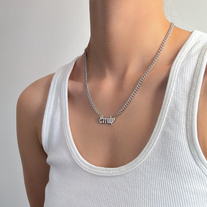 SILVER PERSONALISED BOLD CHAIN NAME NECKLACE