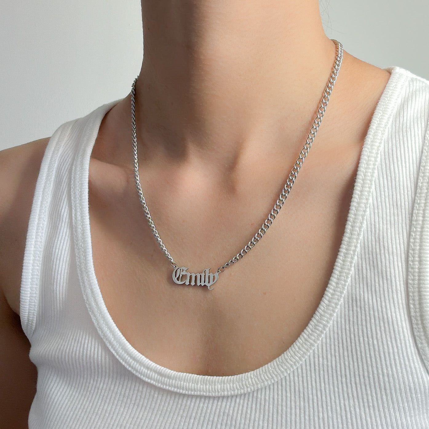 SILVER PERSONALISED BOLD CHAIN NAME NECKLACE