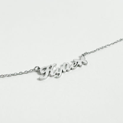 SILVER PERSONALISED BUTTERFLY NAME NECKLACE