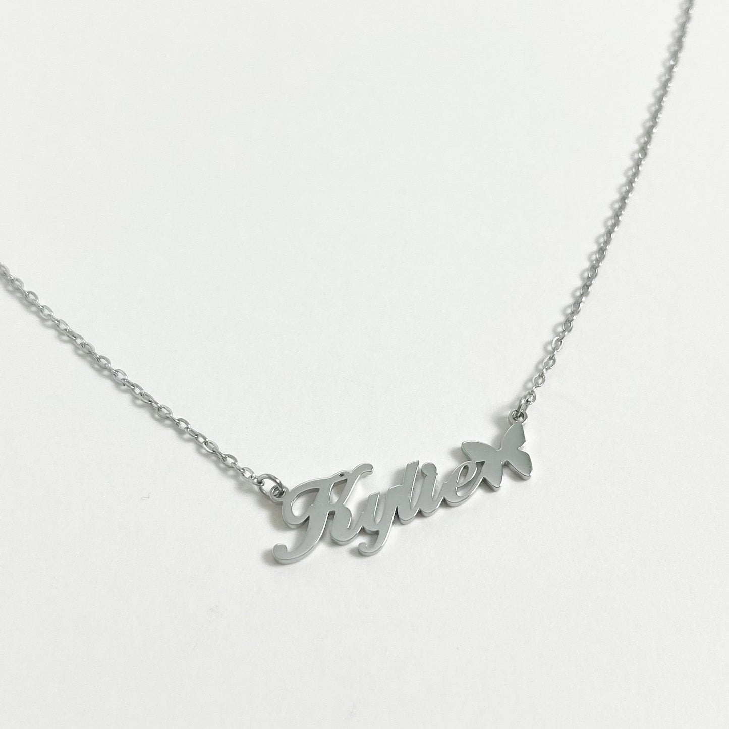 SILVER PERSONALISED BUTTERFLY NAME NECKLACE