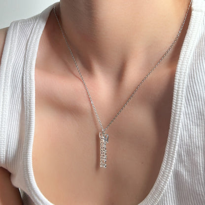 SILVER PERSONALISED VERTICAL NAME NECKLACE