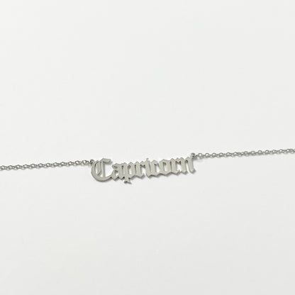 SILVER OLD ENGLISH ZODIAC NECKLACE